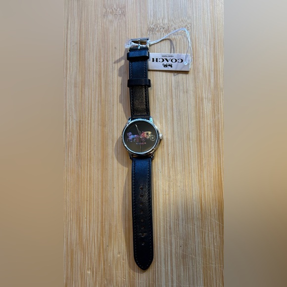 Coach Grand Watch With 36mm Black Face Rainbow Carriage & Black Leather Band - Picture 4 of 7